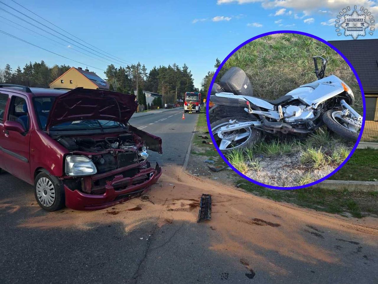 Wypadek w Rudniku Małym. 79-latek nie zauważył motocyklisty i zajechał mu drogę. Konieczne było wezwanie śmigłowca