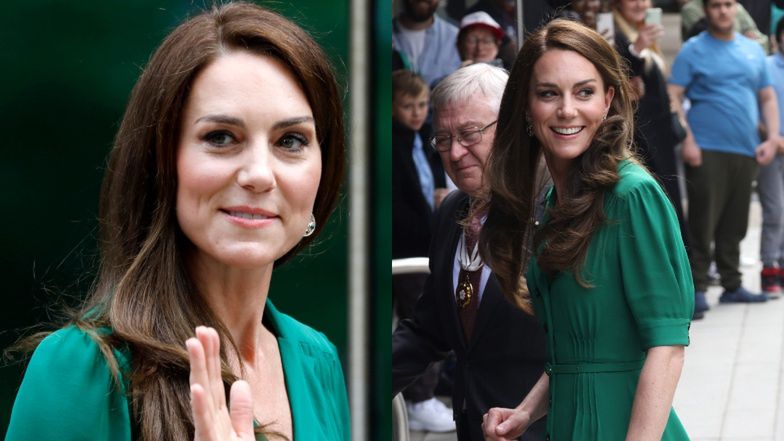 Kate Middleton w zwiewnej sukience za 15 tysięcy złotych mknie na spotkanie z uczniami (ZDJĘCIA)