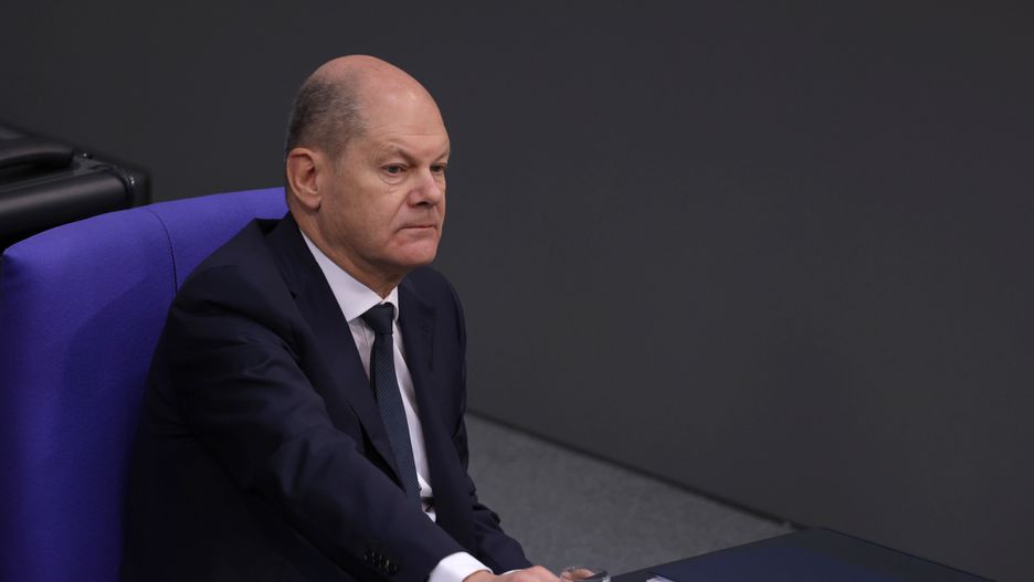 BERLIN, GERMANY - MARCH 02: German Chancellor Olaf Scholz listens to debates after speaking in the Bundestag one year on since his "Zeitenwende" speech, the term he used following Russia's military invasion of Ukraine to describe a new era in the European political landscape, on March 02, 2023 in Berlin, Germany. Scholz said today that Germany stands resolutely behind Ukraine and that Putin has miscalculated if he thinks time is on his side in Russia's ongoing war. A crucial part of Scholz's speech one year ago was the announcement of a special EUR 100 billion fund to modernize Germany's under-funded military, though critics charge too little of the fund has so far been spent. Overall Scholz has again and again been perceived as failing to show determined leadership when it comes to Germany's military and its military support for Ukraine. (Photo by Sean Gallup/Getty Images)