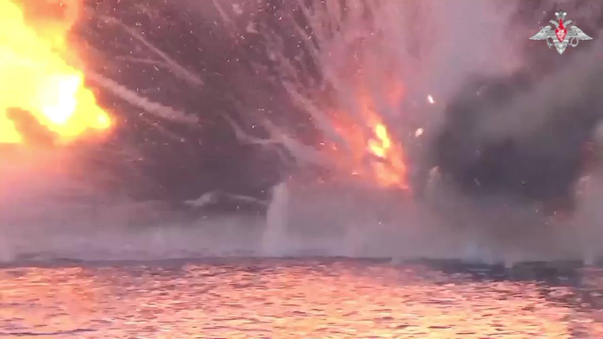 Russia claims Ukraine attacked ship ensuring safety of TurkStream, Blue Stream pipelines
UNSPECIFIED - MAY 24: (----EDITORIAL USE ONLY â" MANDATORY CREDIT - " RUSSIAN DEFENCE MINISTRY / HANDOUT" - NO MARKETING NO ADVERTISING CAMPAIGNS - DISTRIBUTED AS A SERVICE TO CLIENTS----) A screen grab captured from a video shows Russian warship belonging to its Black Sea fleet allegedly destroying unmanned surface vessels (AUSV) of Ukraine in Black Sea on May 24, 2023. Russia on Wednesday claimed that Ukraine attacked a ship belonging to its Black Sea fleet, which is tasked to ensure the safe operation of the TurkStream and Blue Stream pipelines. (Photo by Russian Defence Ministry / Handout/Anadolu Agency via Getty Images)
Anadolu
attack, ausv, blue stream, fleet, naval, russian warship, unmanned surface vessels, vessel