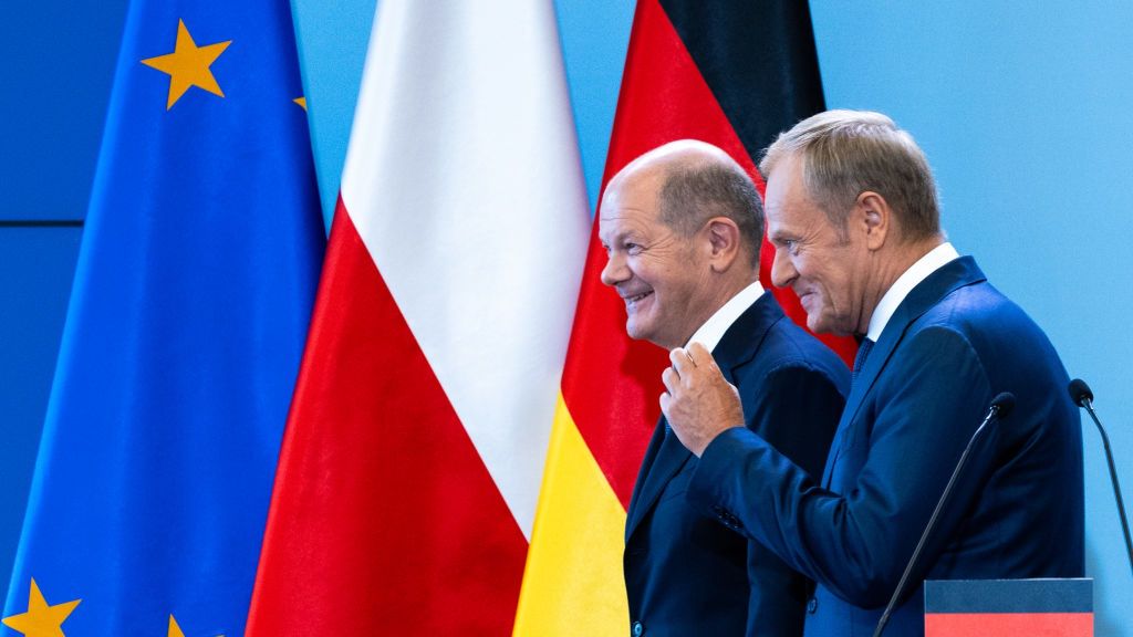 Kanclerz Niemiec Olaf Scholz i premier Donald Tusk