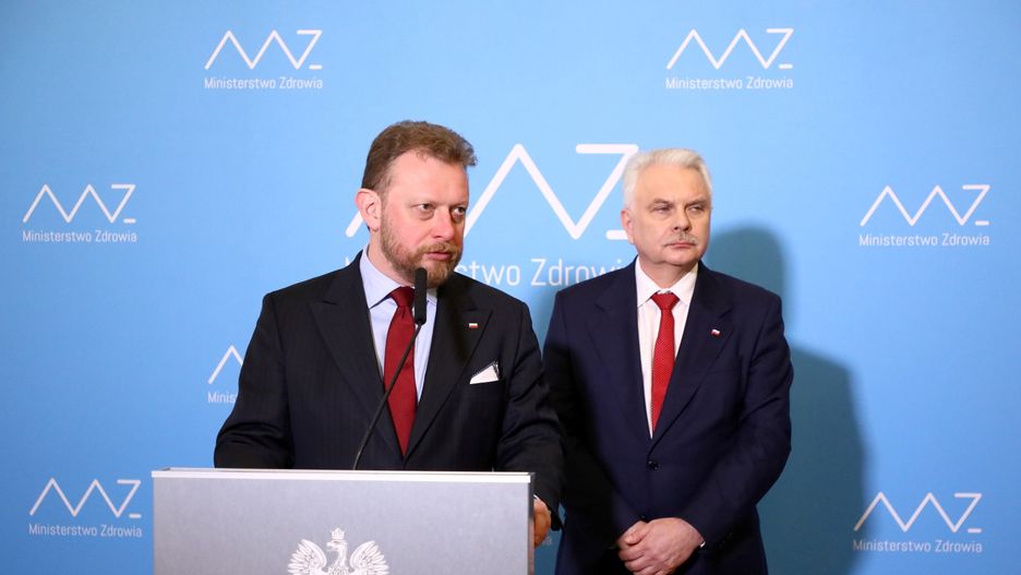 Koronawirus w Polsce. Na zdjęciu szef Ministerstwa Zdrowia Łukasz Szumowski oraz wiceminister Waldemar Kraska