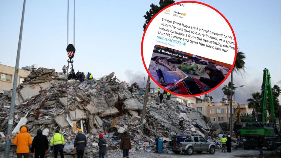 Mężczyzna opłakuje narzeczoną, która zginęła w wyniku trzęsienia ziemi w Turcji