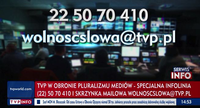 TVP uruchamia infolinię dla widzów "w obronie pluralizmu mediów"