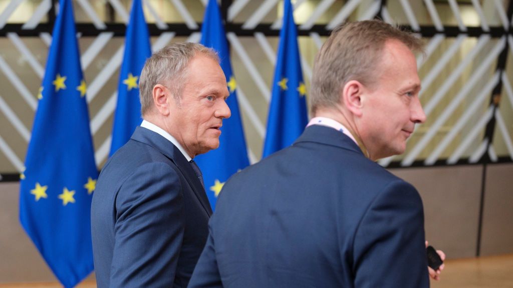 European Summit Meeting
BRUSSELS, BELGIUM - JUNE 27: Polish Prime Minister Donald Tusk talks to the media in the Europa building on June 27, 2024 in Brussels, Belgium. The meeting will be an opportunity to discuss the situation on the ground, but also take note of some achievements since the last meeting. Polish PM is flanked by the Acting Permanent Representative of Poland Piotr Serafin. (Photo by Thierry Monasse/Getty Images)
Thierry Monasse
piotr serafin
