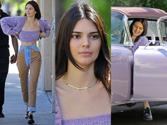 Podekscytowana Kendall Jenner rozbija się po ulicach lawendowym Cadillakiem