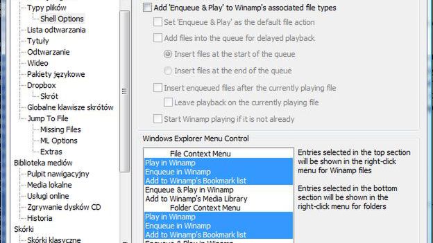 Winamp - dodajemy opcje programu do menu kontekstowego 1