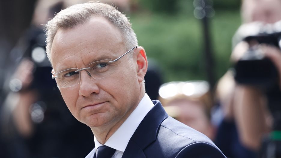 Polish President Andrzej Duda during the 14 Smolensk plane crash anniversary ceremony in Warsaw, Poland on April 10, 2024. (Photo by Jakub Porzycki/NurPhoto via Getty Images)