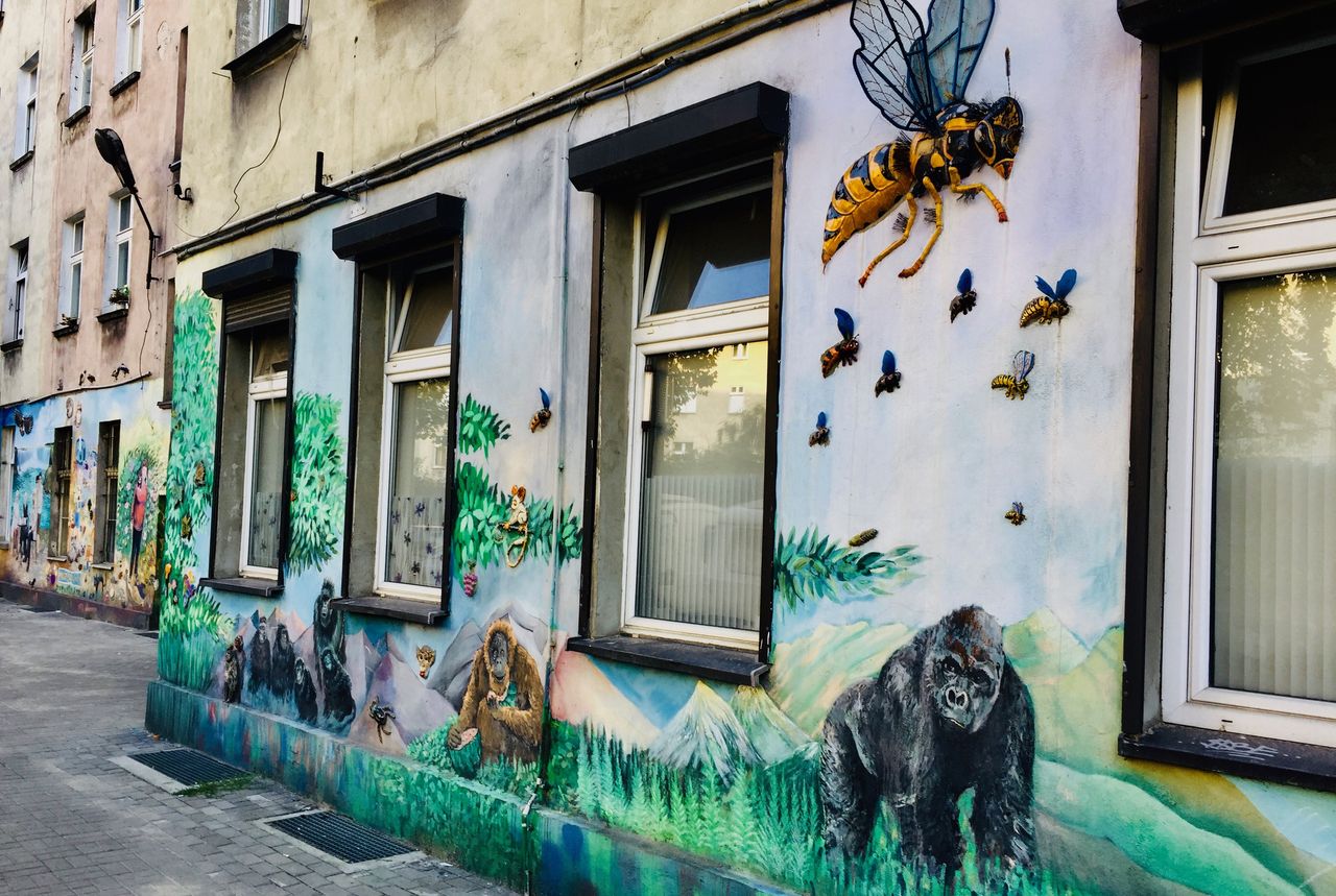 Mural z podwórka Roosevelta na wrocławskim Nadodrzu.