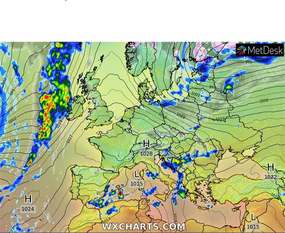 Pogoda. Wiatr się uspokoi, ale prognoza dalej niekorzystna (WXCHARTS.COM)