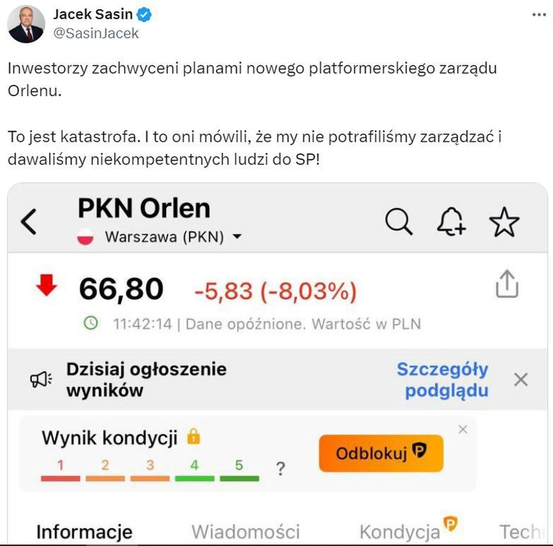 B. szef MAP zabrał głos po wynikach Orlenu