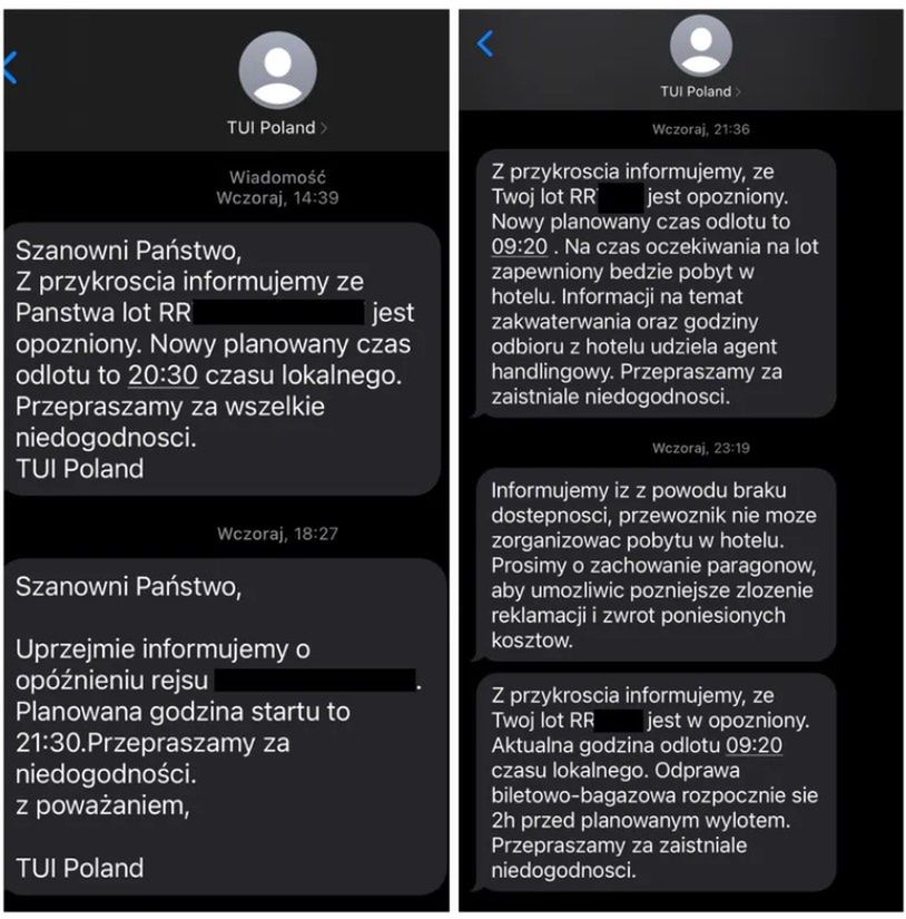 SMS-y otrzymywane przez turystów od biura podróży TUI