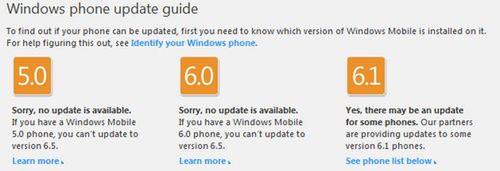 Aktualizacja do Windows Mobile 6.5 nie dla wszystkich