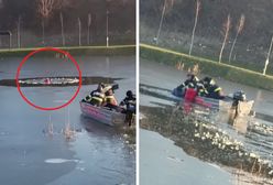 Pod dwójką dzieci załamał się lód. Dramatyczny moment akcji ratunkowej