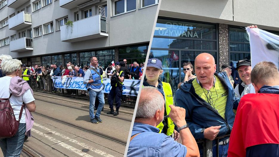 Przeciwnicy Donalda Tuska byli obecni na jego wiecu we Wrocławiu