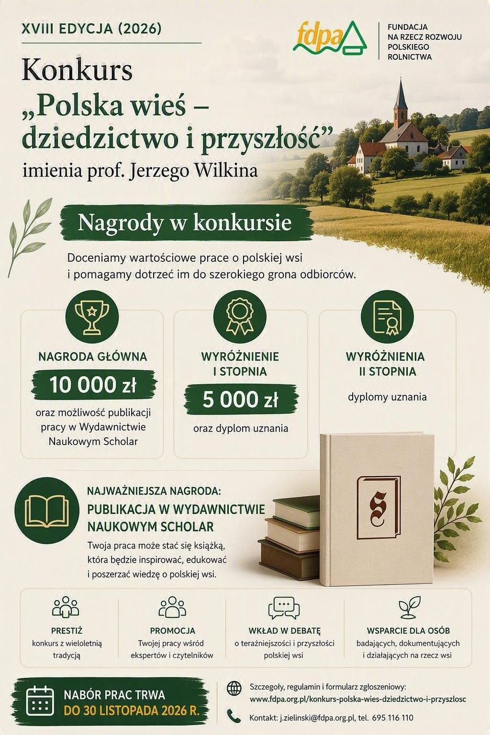 10 tys. zł za pracę o polskiej wsi. Zgłoszenia do końca listopada