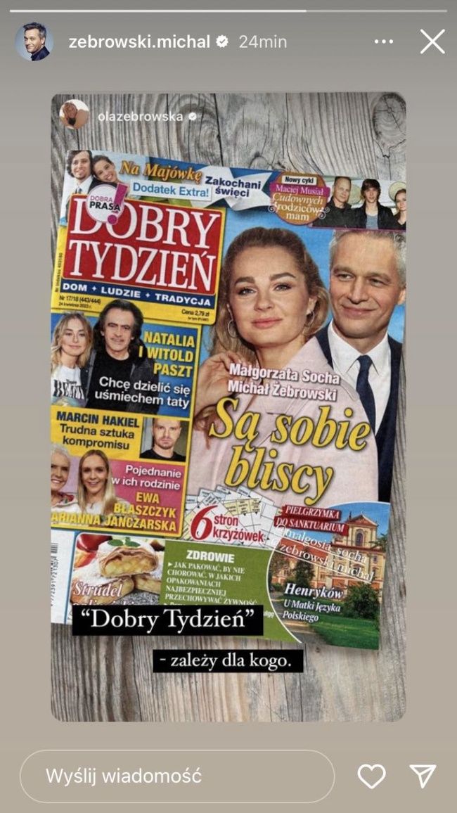 Aleksandra Żebrowska duma nad okładką katolickiego tygodnika