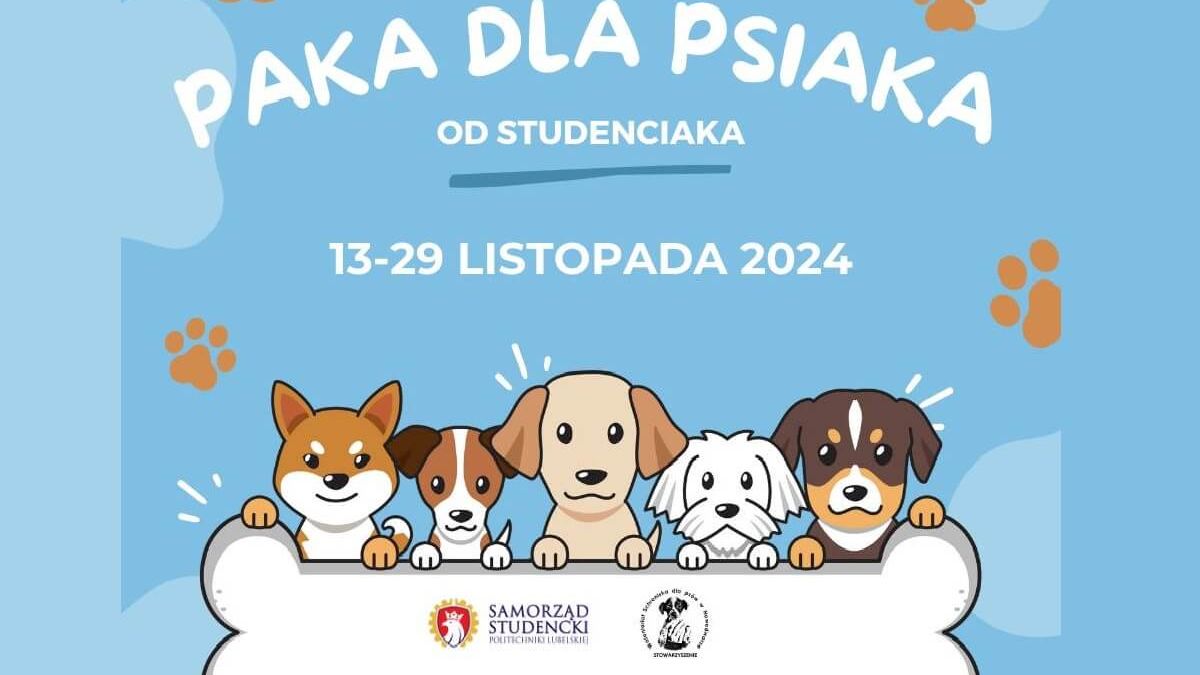 Plakat akcji "Paka dla psiaka"