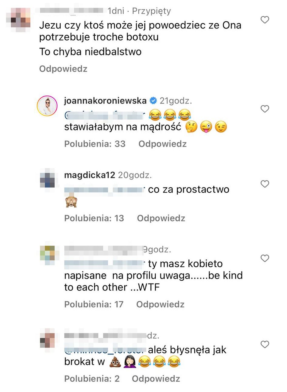 Komentarze pod filmikami koroniewskiej
