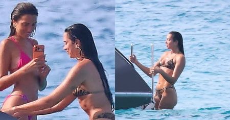 Dua Lipa pręży umięśnione ciało, wspinając się na pokład jachtu. Fajnie się bawi z SIOSTRĄ? (ZDJĘCIA)