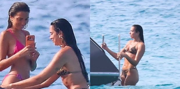 Dua Lipa pręży umięśnione ciało, wspinając się na pokład jachtu. Fajnie się bawi z SIOSTRĄ? (ZDJĘCIA)