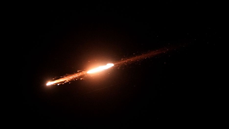RAMALLAH, WEST BANK - JUNE 21: Missiles fired from Iran in retaliation for Israeli attacks are seen in the sky over the Ramallah, West Bank on June 21, 2025. (Photo by Issam Rimawi/Anadolu via Getty Images)