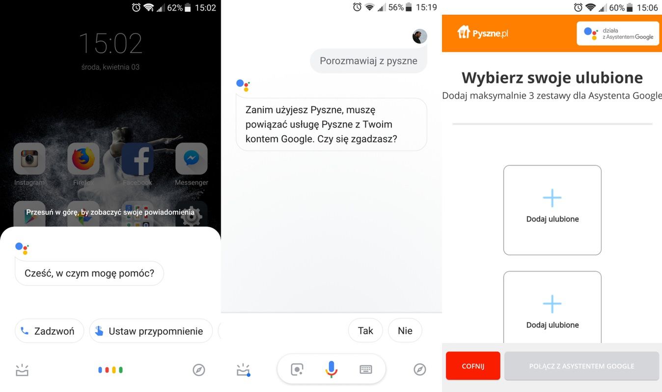 Konfiguracja Pyszne.pl w Asystencie Google'a