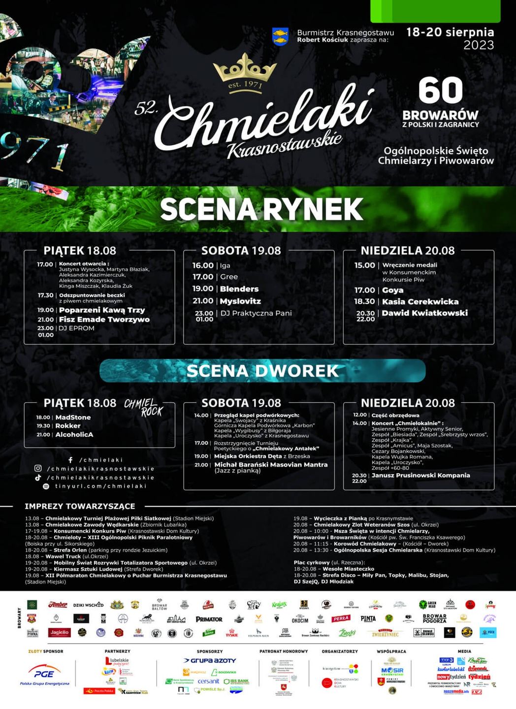 Chmielaki Krasnostawskie 2023 - plakat, program godzinowy
