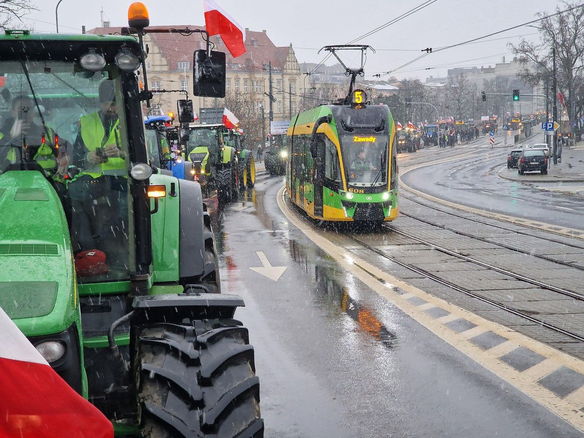 Trwa protest rolników w Poznaniu.