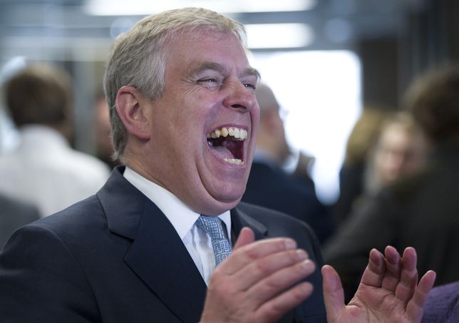 Duke of York Visits YammerLONDON, UNITED KINGDOM - MARCH 13: Prince Andrew, Duke of York speaks with staff as he visits 'Yammer' a enterprise social network based in Great Eastern Street on March 13, 2013 in London, England. (Photo by Geoff Pugh - WPA Pool/Getty Images)WPA Poollaughing