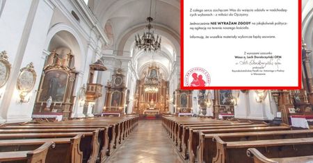 "Nie zgadzam się". Ksiądz wywiesił plakat na kościele