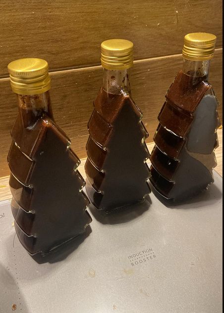 Syrup in decorative bottles