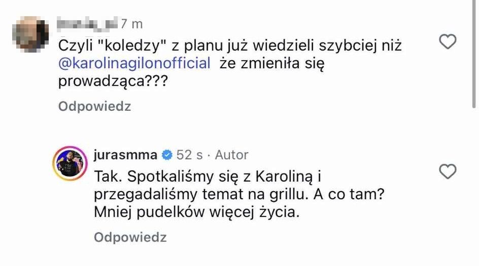 Juras odpowiada internautce