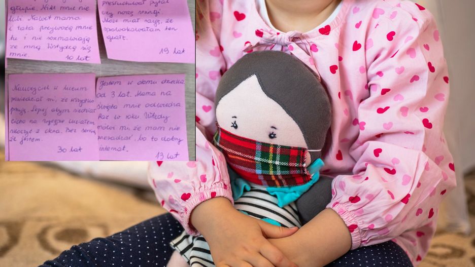 Na karteczkach zapisano cytaty z wypowiedzi pacjentów