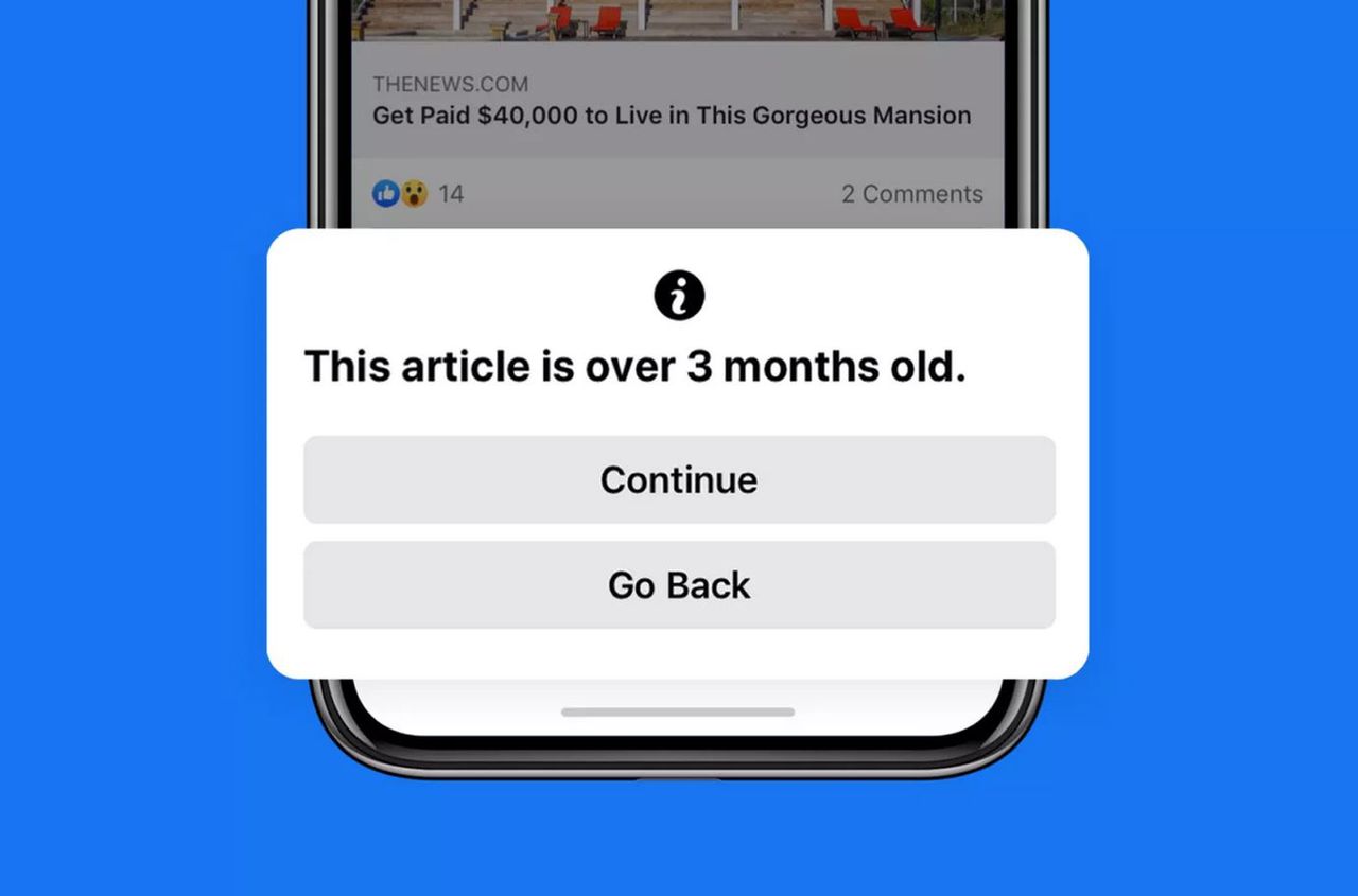 Facebook ostrzeże nas przed udostępnianiem starych artykułów. (Facebook)