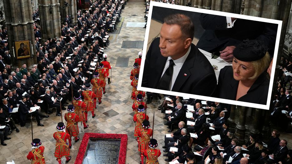 Andrzej Duda z małżonką podczas pogrzebu królowej Elżbiety II