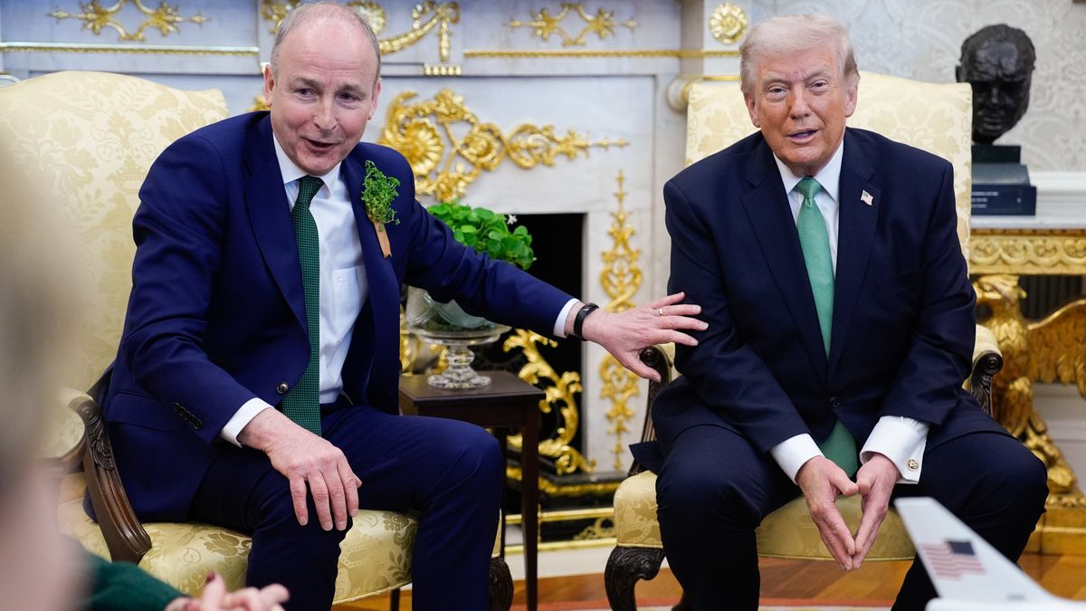 President Trump Meets With Irish Prime Minister Martin For St. Patrick's Visit
US President Donald Trump, right, and Micheal Martin, Ireland's prime minister, during a meeting in the Oval Office of the White House in Washington, DC, US, on Tuesday, March 17, 2026. The Irish prime minister is in Washington today meeting with lawmakers, a bipartisan St. Patrick's Day tradition. Photographer: Yuri Gripas/Abaca/Bloomberg via Getty Images
Bloomberg
emea, north american, u.s. government, foreign relations, us, 2026uspolitics, united states of america, euro members, the white house, americas, government news, international relations, e.u., eu, irish, european, u.s.a., american