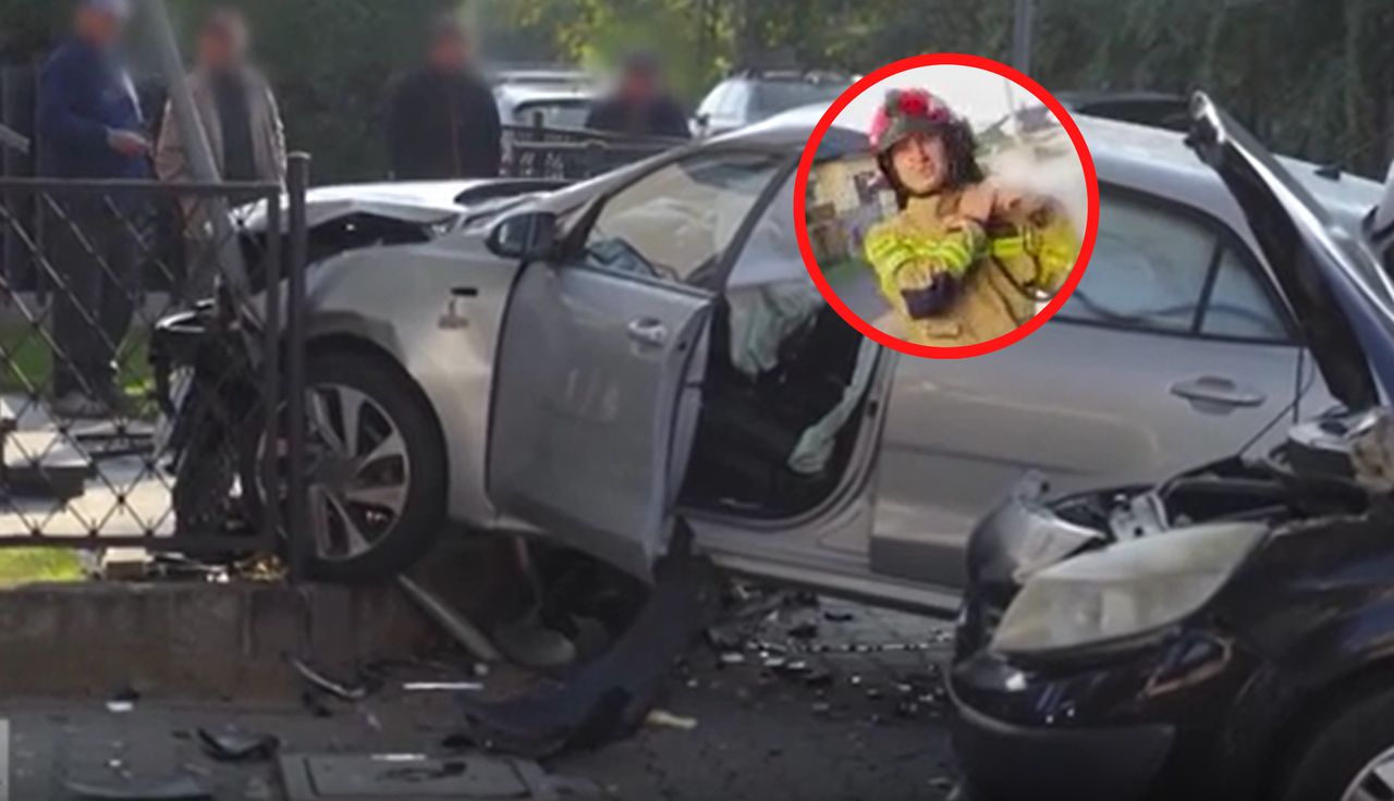 "Tego gościa stamtąd wywal". Auto rozbiło ogrodzenie. Jest nagranie
