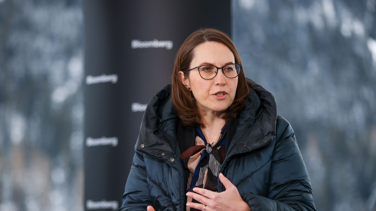 Magdalena Rzeczkowska, Poland's finance minister, during a Bloomberg Television interview on day three of the World Economic Forum (WEF) in Davos, Switzerland, on Thursday, Jan. 19, 2023. The annual Davos gathering of political leaders, top executives and celebrities runs from January 16 to 20. Photographer: Hollie Adams/Bloomberg via Getty Images
