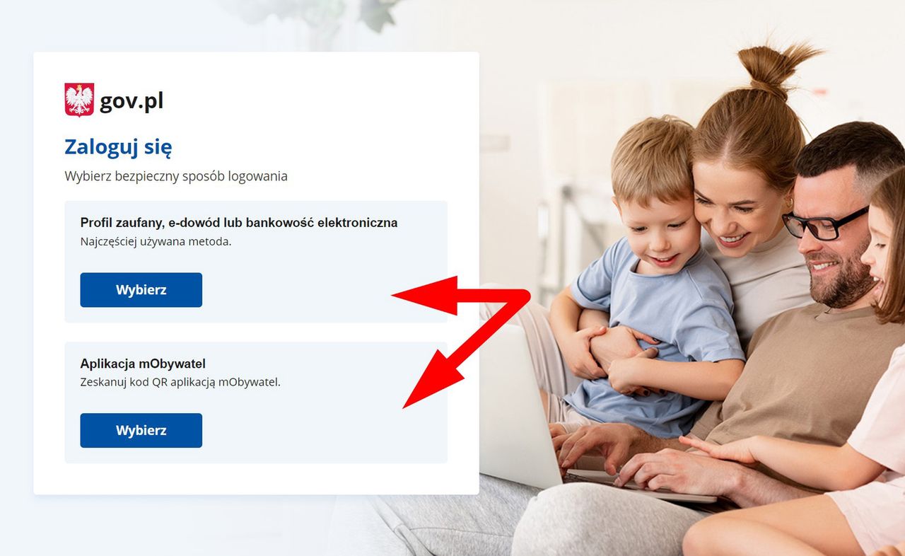 Wizytę w serwisie mObywatel trzeba zacząć od logowania
