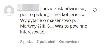 Komentarz na profilu Martyny Wojciechowskiej 