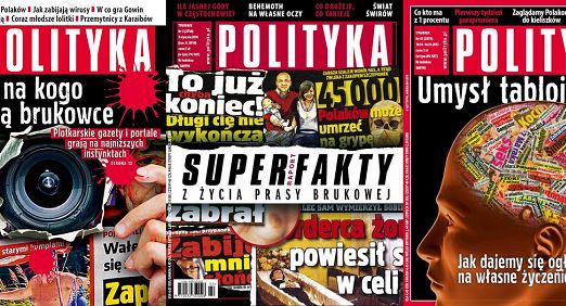 „Polityka” trzeci raz podobną okładką krytykuje prasę brukową