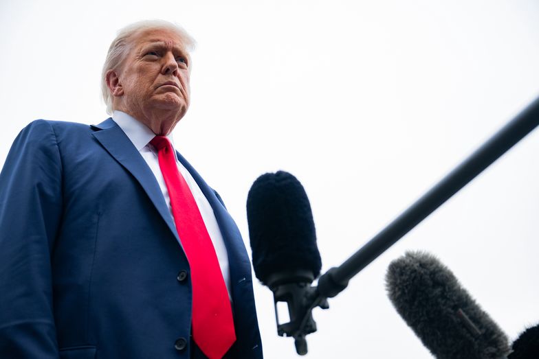 WASHINGTON, DC - JUNE 15: President Donald Trump speaks to the press as he departs the White House on the South Lawn of the White House on June 15, 2025 in Washington, DC. President Trump will be attending the G7 Summit with other world leaders in Alberta. (Photo by Annabelle Gordon for The Washington Post via Getty Images)