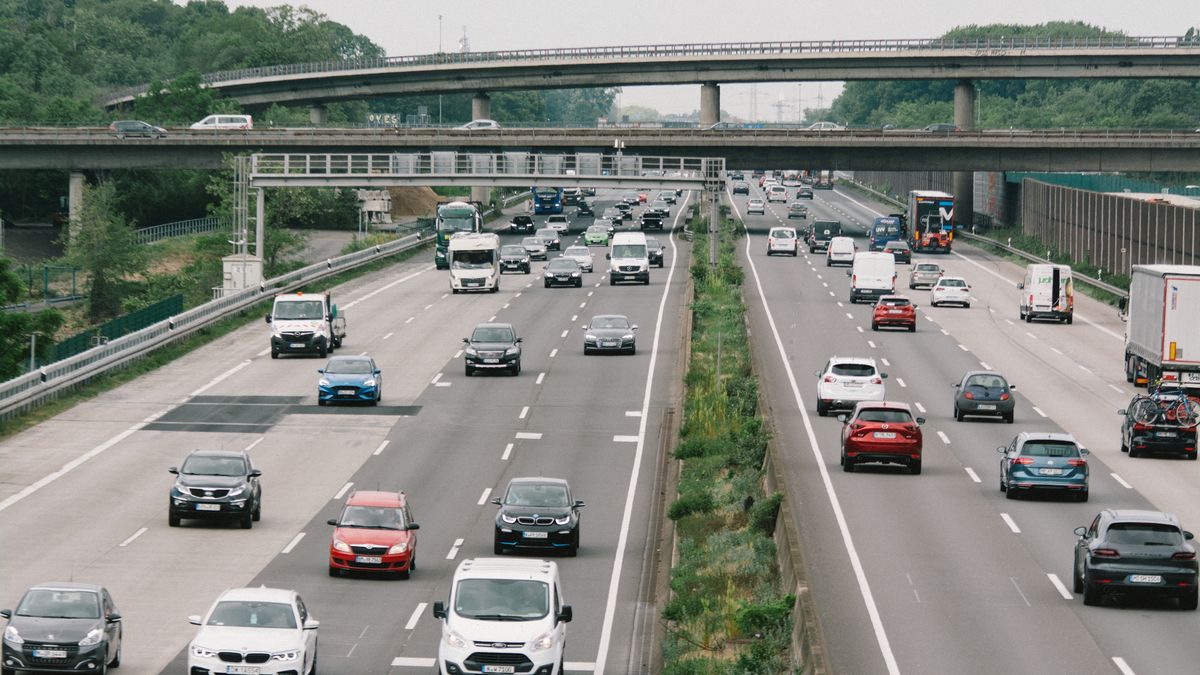 Traffic jam at Autobahn A3 after German government eases the lockdown restriction which lead more cars on the road, on May 20, 2020, in Cologne, Germany. (Photo by Ying Tang/NurPhoto via Getty Images)