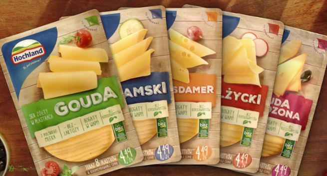 Sery żółte Hochland w nowych opakowaniach reklamowane jako „wolne od GMO” (wideo)