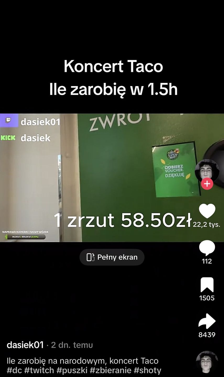 Streamer poszedł na koncert Taco i zbierał butelki