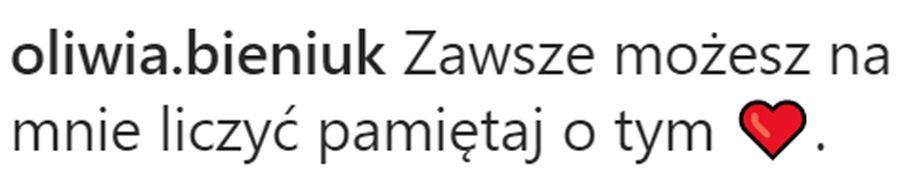Oliwia Bieniuk wspiera Jakuba Lipowskiego 