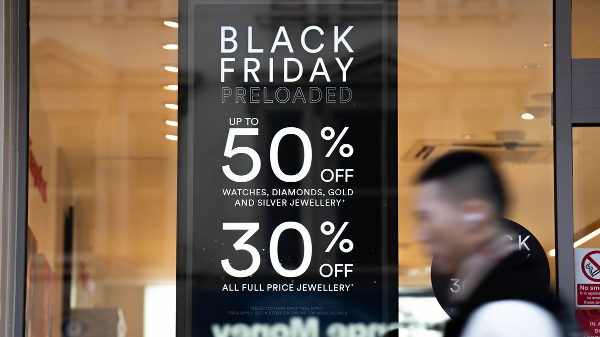 Shoppers on Oxford Street, central London, ahead of the annual Black Friday sales. Spending by UK consumers on Black Friday is anticipated to fall by almost a quarter as the event's timing ahead of payday coincides with cost-of-living pressures. Picture date: Friday November 17, 2023. (Photo by James Manning/PA Images via Getty Images)