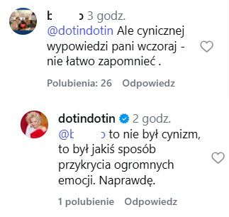 Komentarz Doroty Szelągowskiej na Instagramie