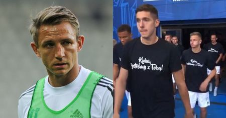 Piłkarze Wisły Płock wspierają Jakuba Rzeźniczaka na meczu z Lechem Poznań: "KUBA, JESTEŚMY Z TOBĄ!"